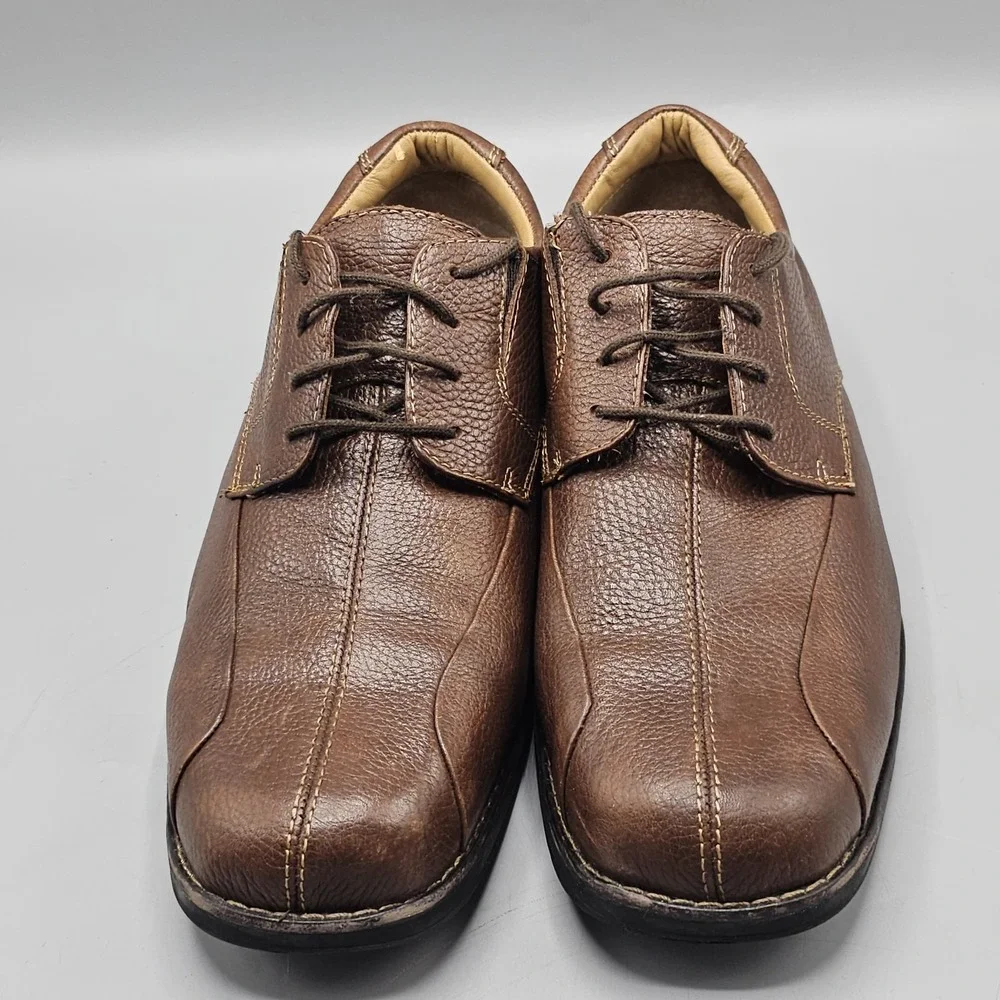 GH Bass & Co Pebbled Leather Oxford Brown Lace Up Shoes Mens 10.5 W Base-lex